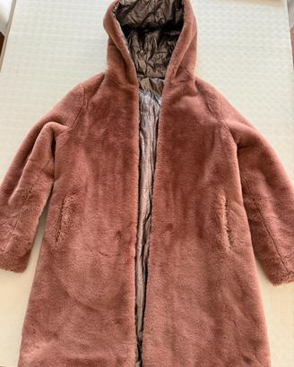 Cappotto pelliccia ecologica rosa reversibile