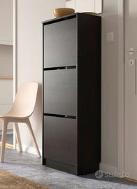BISSA Scarpiera a 3, marrone-nero, 49x28x135 cm