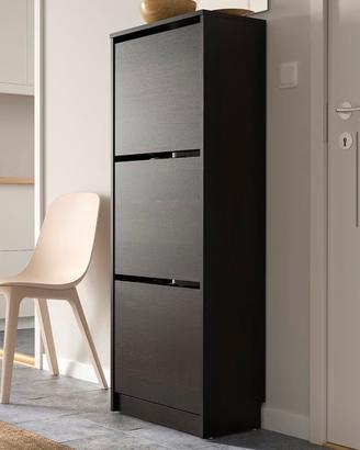 BISSA Scarpiera a 3, marrone-nero, 49x28x135 cm