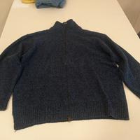 maglione lana 80% cardigan a due linguette zip , M