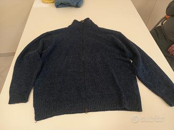 maglione lana 80% cardigan a due linguette zip , M