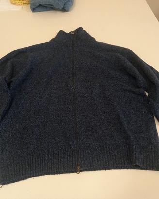 maglione lana 80% cardigan a due linguette zip , M