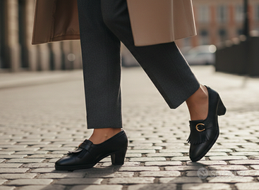 Scarpe Vintage Nicolette in Vera Pelle con Frange