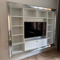 Parete attrezzata sospesa in legno con supporto TV