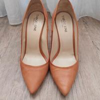 Scarpe décolleté cuoio/arancio caldo n. 37