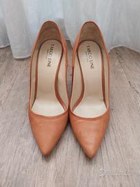 Scarpe décolleté cuoio/arancio caldo n. 37