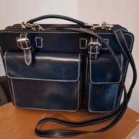 Borsa artigianale in pelle blu