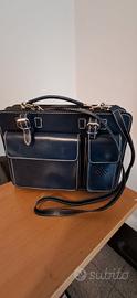 Borsa artigianale in pelle blu