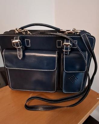 Borsa artigianale in pelle blu