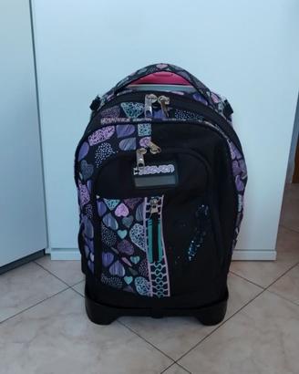 Zaino Trolley Scuola Seven 3in1 - Cuori/Paillettes