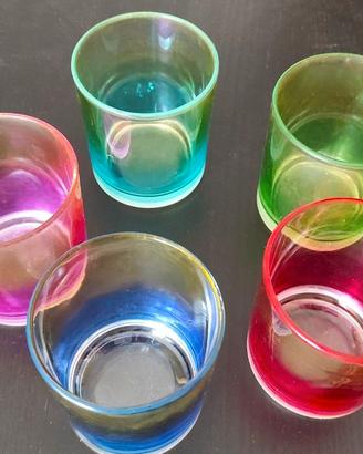 Set bicchieri colorati effetto iridescente 5 pezzi