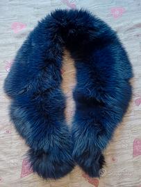 Sciarpa collo in pelo di Volpe blu Vintage 80s