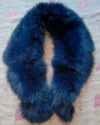 Sciarpa collo in pelo di Volpe blu Vintage 80s
