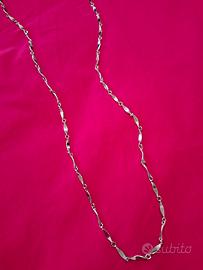 Collana vintage a maglia navette metallo argento 