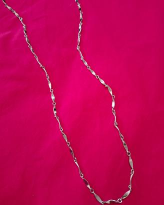 Collana vintage a maglia navette metallo argento 
