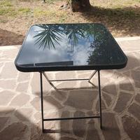 Tavolo 70×70 richiudibile in ferro e vetro temp