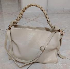 Borsa da donna Vera pelle color panna firmata.