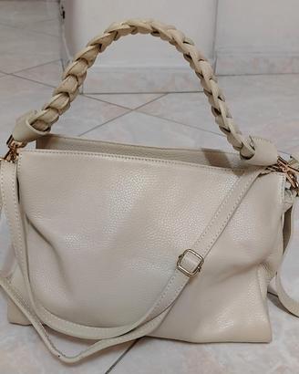 Borsa da donna Vera pelle color panna firmata.