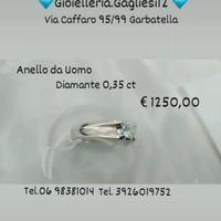 Anello uomo in oro bianco e diamante