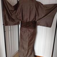 kimono giapponese da uomo in seta tsumugi 