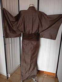 kimono giapponese da uomo in seta tsumugi 