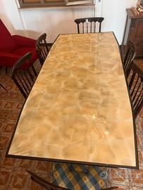 Tavolo sala da pranzo anni ‘70 + 6 sedie