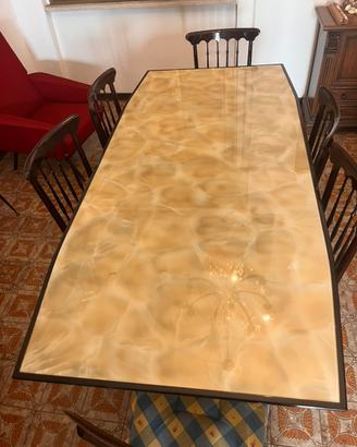 Tavolo sala da pranzo anni ‘70 + 6 sedie