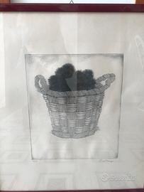 Bruno Caruso litografia Numerata cesto di ricci