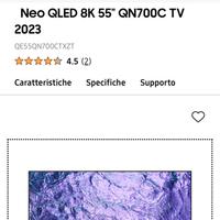 Tv NEO QLED 8k 55 qn700c samnsung nuova