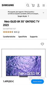 Tv NEO QLED 8k 55 qn700c samnsung nuova