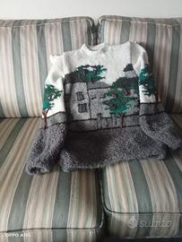 maglione handmade con paesaggio