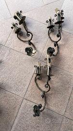 Applique ferro battuto a due luci