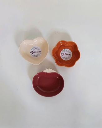 Set di tre ciotole monoporzione da forno in cerami