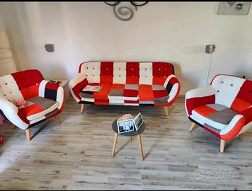 Divano patchwork 3 posti + 2 poltrone