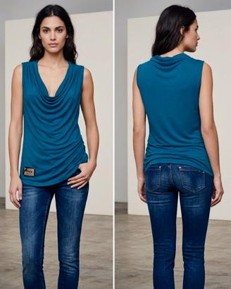 Canotta Liu Jo Donna Blu Petrolio/Ottanio con Scol