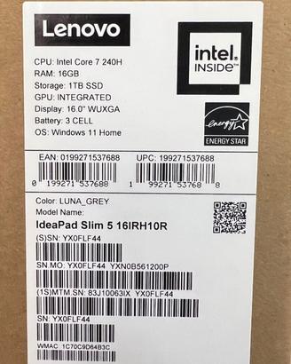 LENOVO IDEAPAD SLIM 5 16”