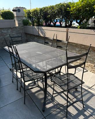 Tavolo nero fatto a mano con set 6 sedie