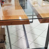 tavolo legno e cristallo 