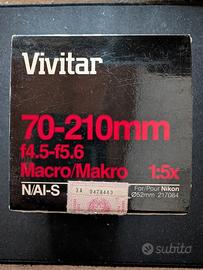 obiettivo vivitar 70-210 macro per nikon