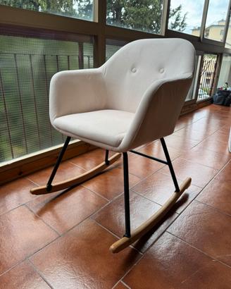 Sedia dondolo poltrona velluto crema