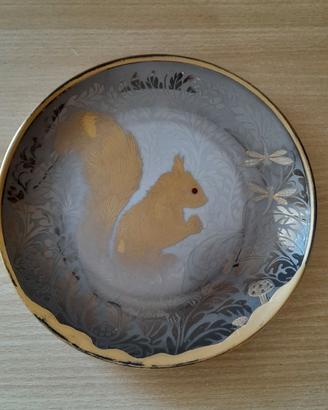 Piatto da esposizione in porcellana e ORO 24Kt
