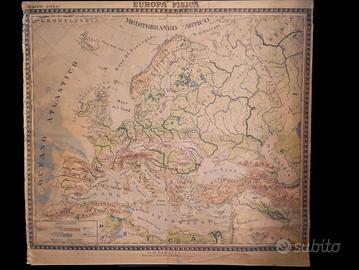 Carta Geografica Paravia antica vintage (180x165)