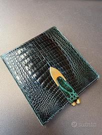 Portafogli portamonete in pelle verde