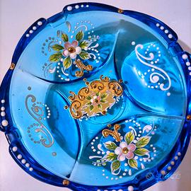 Portaoggetti portagioie caramelle Murano blu e oro