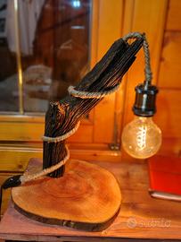 stupenda lampada Artigianale legno naturale