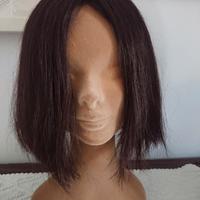 Parrucca capelli veri caschetto castano scuro