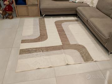 Tappeto verde oliva/beige 180 x 200 cm