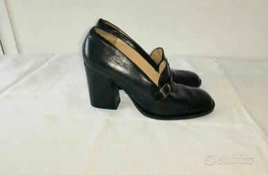 CLONE Scarpe nere pelle, fibbia, tacco 8.5, tg.38