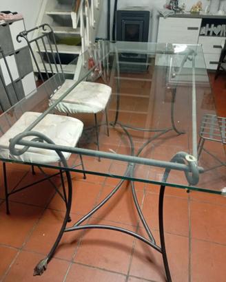tavolo e 4 sedie in ferro battuto