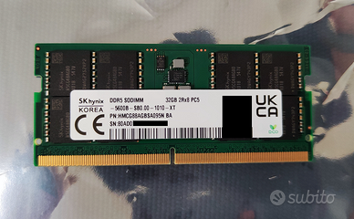 RAM SK Hynix 32GB DDR5 5600MHz SODIMM (Nuova)